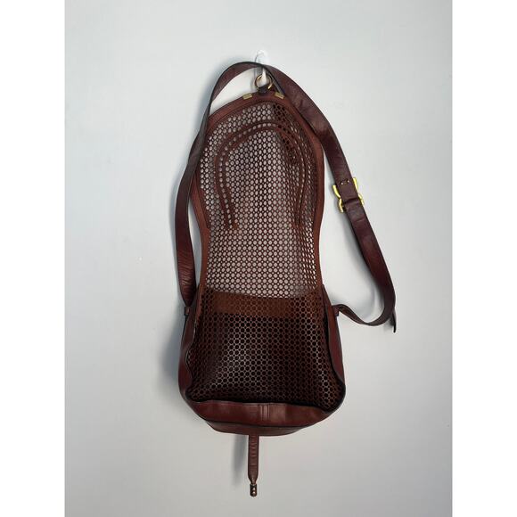 Chloe‎ Crossbody Bag Women Brown Perforated Leather Saddle Flap - Picture 2 of 11